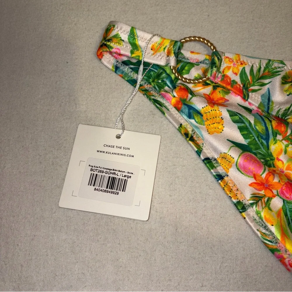 Kulani Kinis Golden Hour Bralette Tropical Floral‎ Bikini Bottom and Top Size L